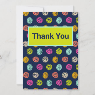 Rainbow Doodle Dot Confetti on Navy Wrapping Paper Dankeskarte