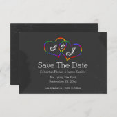 Rainbow Doodle Heart Chalkboard Gay Save the Date (Vorne/Hinten)