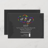 Rainbow Doodle Heart Chalkboard Gay Wedding RSVP Karte (Vorne/Hinten)