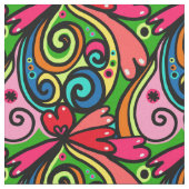 Rainbow Doodle Hearts Nahtlos farbig Stoff (Nahaufnahme)