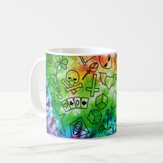 Rainbow Doodle Kaffeetasse (Vorderseite Links)