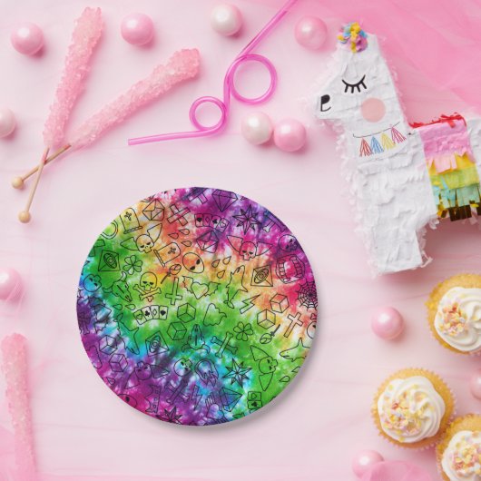 Rainbow Doodle Pappteller (Party)