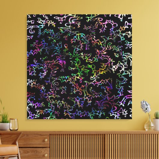 Rainbow Doodles Stretched Canvas Print Leinwanddruck (Insitu (Wohnzimmer))