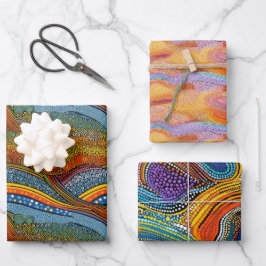 Rainbow dot art wrapper geschenkpapier set