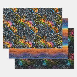 Rainbow dot art wrapper geschenkpapier set