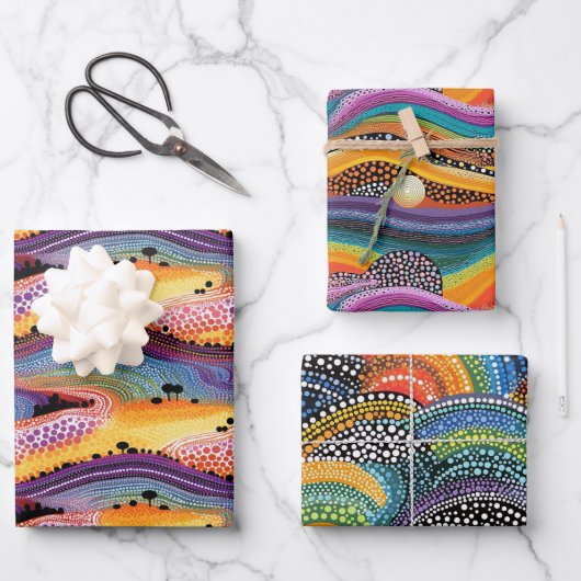 Rainbow dot art wrapper geschenkpapier set (Vorderseite)