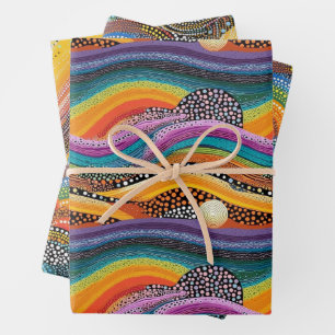 Rainbow dot art wrapper geschenkpapier set