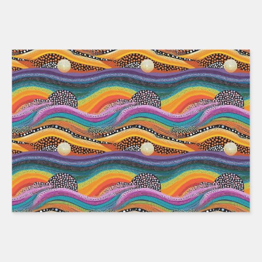 Rainbow dot art wrapper geschenkpapier set (Vorderseite)