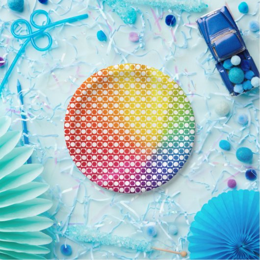 Rainbow Dot Pappteller (Party)