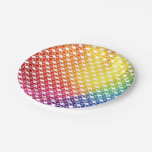 Rainbow Dot Pappteller (Schrägansicht)