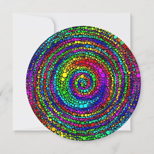 Rainbow Dot Spiral Muster Schwarz und Weiß Hochzei Einladung (Rückseite)