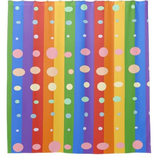 RAINBOW DOT STRIPES DUSCHVORHANG (Vorderseite)
