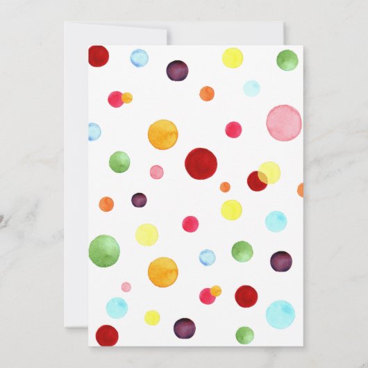 Rainbow Dots Einladung zum Geburtstag (Rückseite)