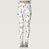 Rainbow Dots Multi-Color Polka Dot Yellow Confetti Leggings (Vorderseite)