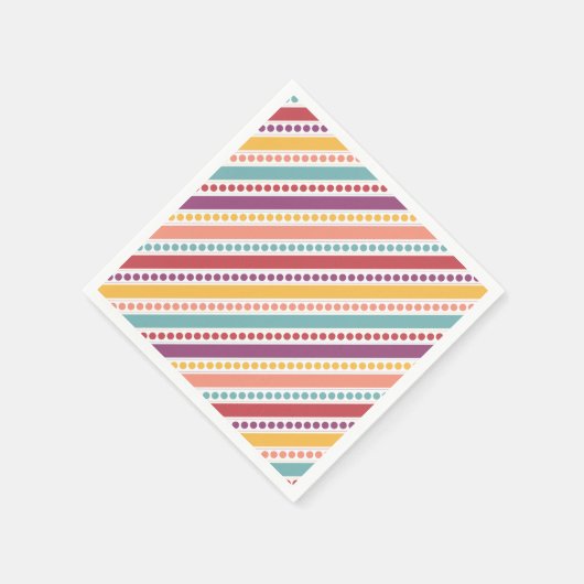 Rainbow Dots & Stripes Girl Geburtstag Serviette (Ecke)