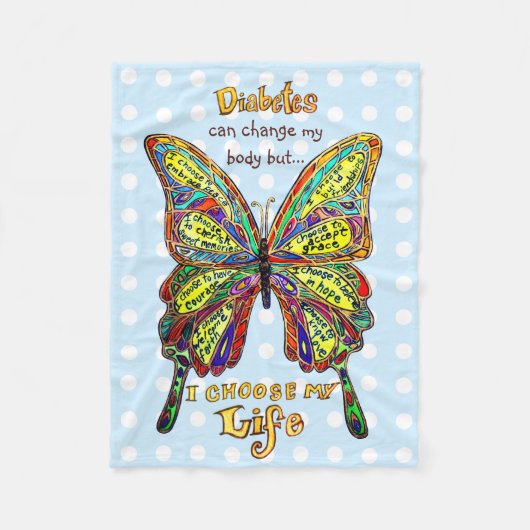 Rainbow Dotted Diabetes Mein Leben Schmetterling B Fleecedecke (Vorderseite)