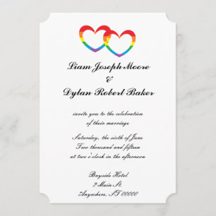 "Rainbow Double Hearts" Einladungen zur Hochzeit