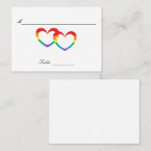 "Rainbow Double Hearts" Gästetischkarten Platzkarte (Vorne/Hinten)