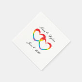 "Rainbow Double Hearts" Paper Napkins Serviette (Ecke)