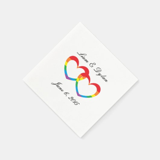 "Rainbow Double Hearts" Paper Napkins Serviette (Ecke)