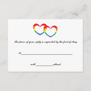 Rainbow Double Hearts RSVP Cards Karte