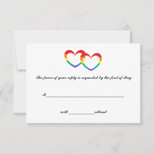 Rainbow Double Hearts RSVP Cards Karte (Vorderseite)