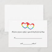 Rainbow Double Hearts RSVP Cards Karte (Vorne/Hinten)
