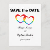 "Rainbow Double Hearts" Save the Date Postkarten (Vorderseite)