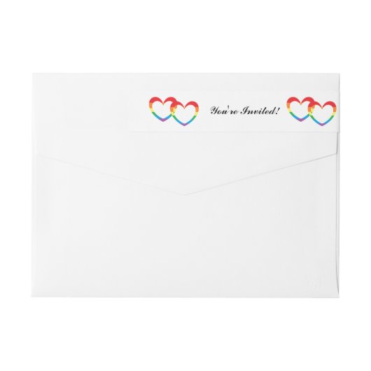 "Rainbow Double Hearts"-Umschlag um Adressfelder (Rückseite)