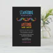 Rainbow Double Mustaches Simple Modern Gay Wedding Einladung (Stehend Vorderseite)