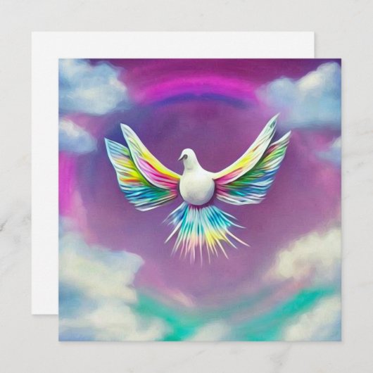 Rainbow Dove Einladung (Vorne/Hinten)