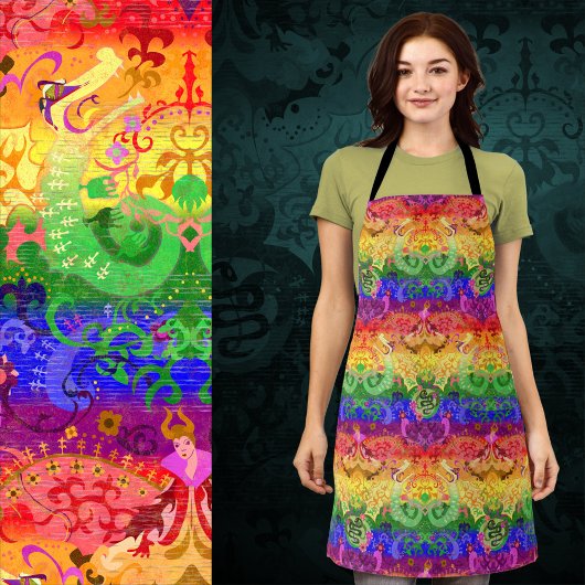 Rainbow Dragon Damask - Gay Pride Flag Colors Apro Schürze