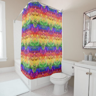 Rainbow Dragon Damask - Gay Pride Flag Colors Duschvorhang