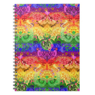 Rainbow Dragon Damask - Gay Pride Flag Colors Notizblock