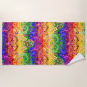 Rainbow Dragon Damask - Gay Pride Flag Colors Strandtuch (Vorderseite)