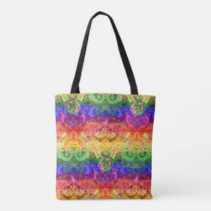 Rainbow Dragon Damask - Gay Pride Flag Colors Tasche