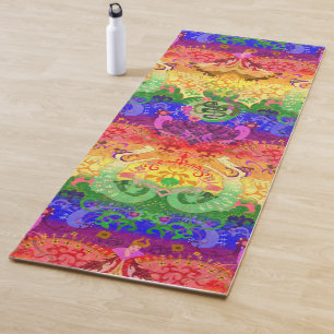 Rainbow Dragon Damask - Gay Pride Flag Colors Yogamatte