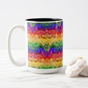 Rainbow Dragon Damask - Gay Pride Flag Colors Zweifarbige Tasse