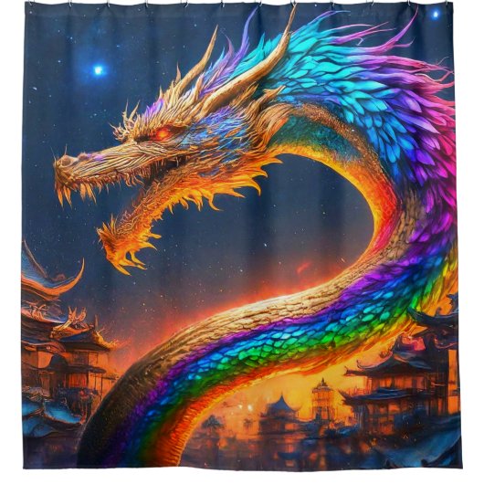Rainbow Dragon Duschvorhang (Vorderseite)