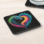 Rainbow Dragon Heart Getränkeuntersetzer (Linke Seite)