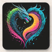 Rainbow Dragon Heart Getränkeuntersetzer (Vorderseite)