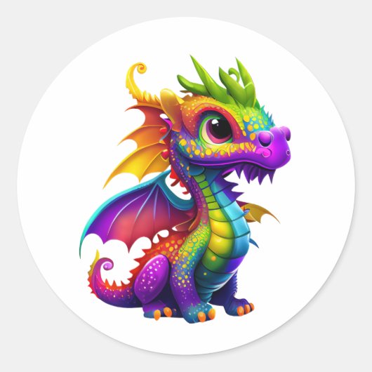 Rainbow Dragon Runder Aufkleber (Vorderseite)
