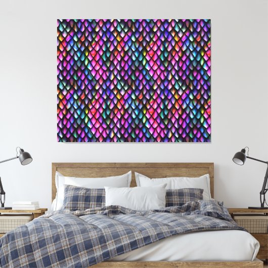 Rainbow Dragon Scales Canvas Print Leinwanddruck (Insitu (Schlafzimmer))