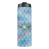 Rainbow Dragon Scales Gemstone Monogram Thermosbecher (Vorderseite)