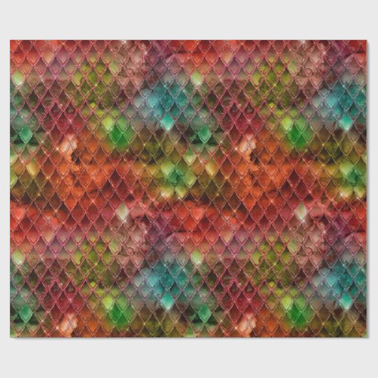 Rainbow Dragon Scales Geschenkpapier (Flach)