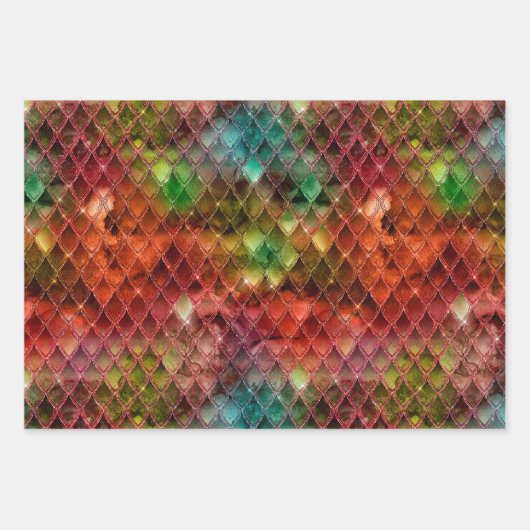 Rainbow Dragon Scales Geschenkpapier Set (Vorderseite 2)