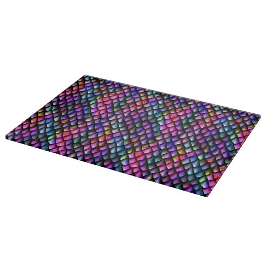 Rainbow Dragon Scales Glass Cutting Board Schneidebrett (Ecke)