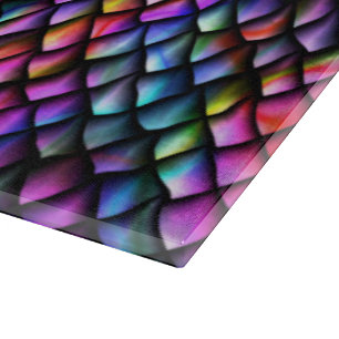 Rainbow Dragon Scales Glass Cutting Board Schneidebrett