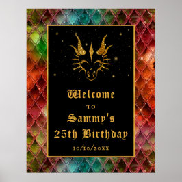 Rainbow Dragon Scales Gold Geburtstagsparty Willko Poster