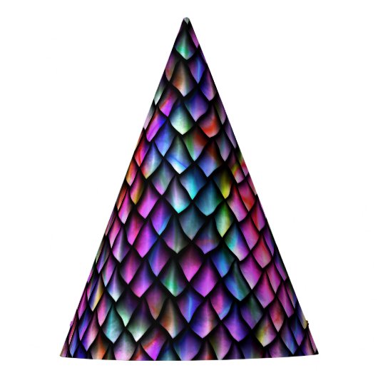 Rainbow Dragon Scales Party Hat Partyhütchen (Vorderseite)